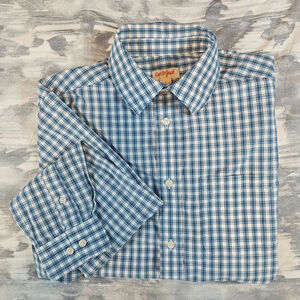 Cat & Jack Blue and White Check Long Sleeve Button Up Shirt Boys Large 12 / 14